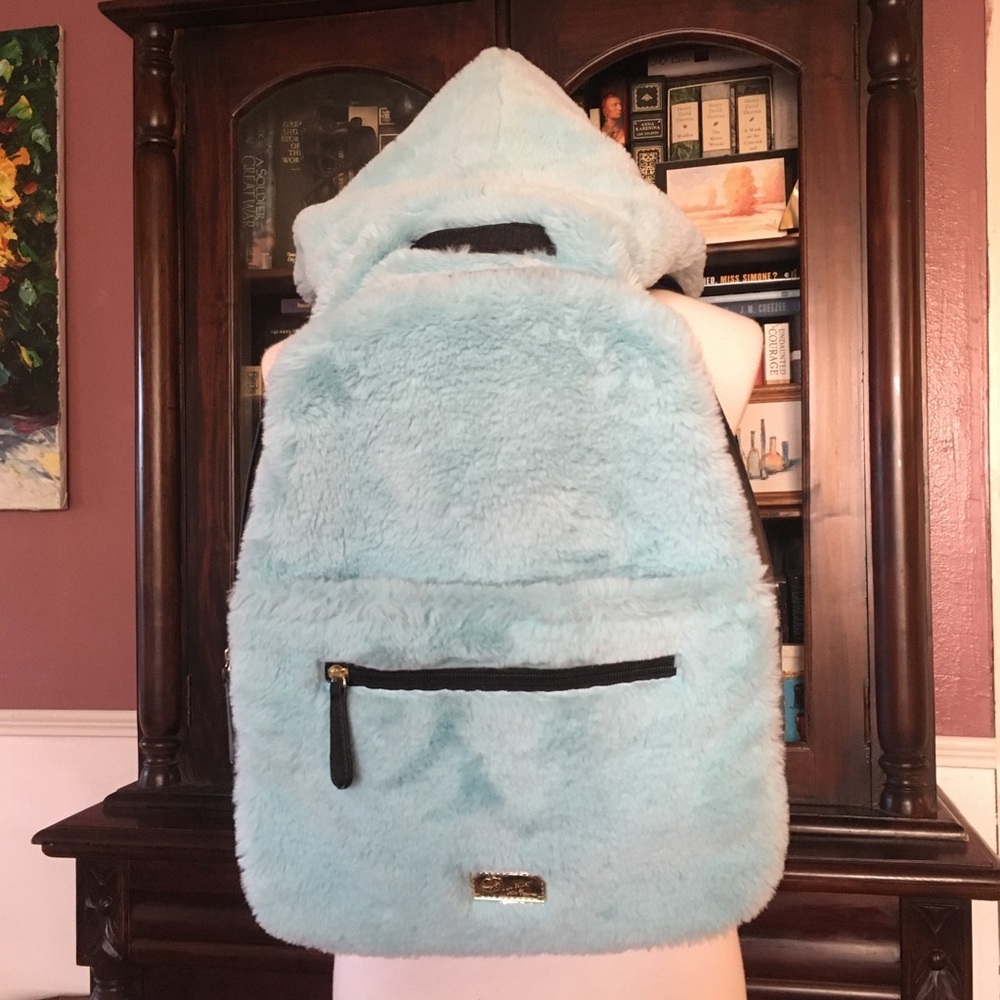 Betsey Johnson Tiffany Blue Hooded Backpack